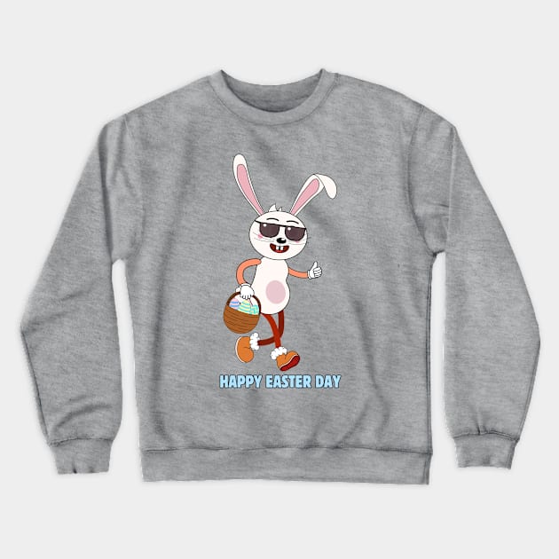 Happy Easter. Colorful and cool bunny design Crewneck Sweatshirt by JK Mercha